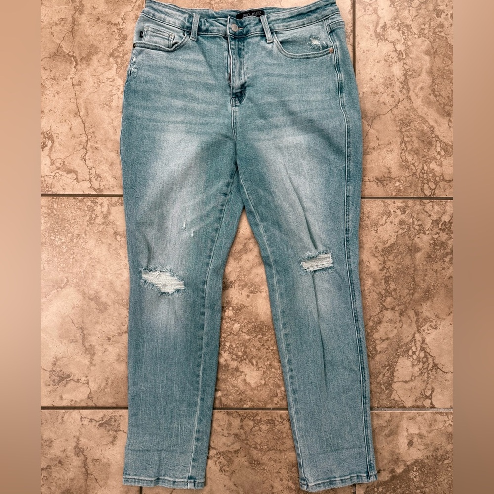 Judy Blue Sky Blue Ripped Skinny Jeans